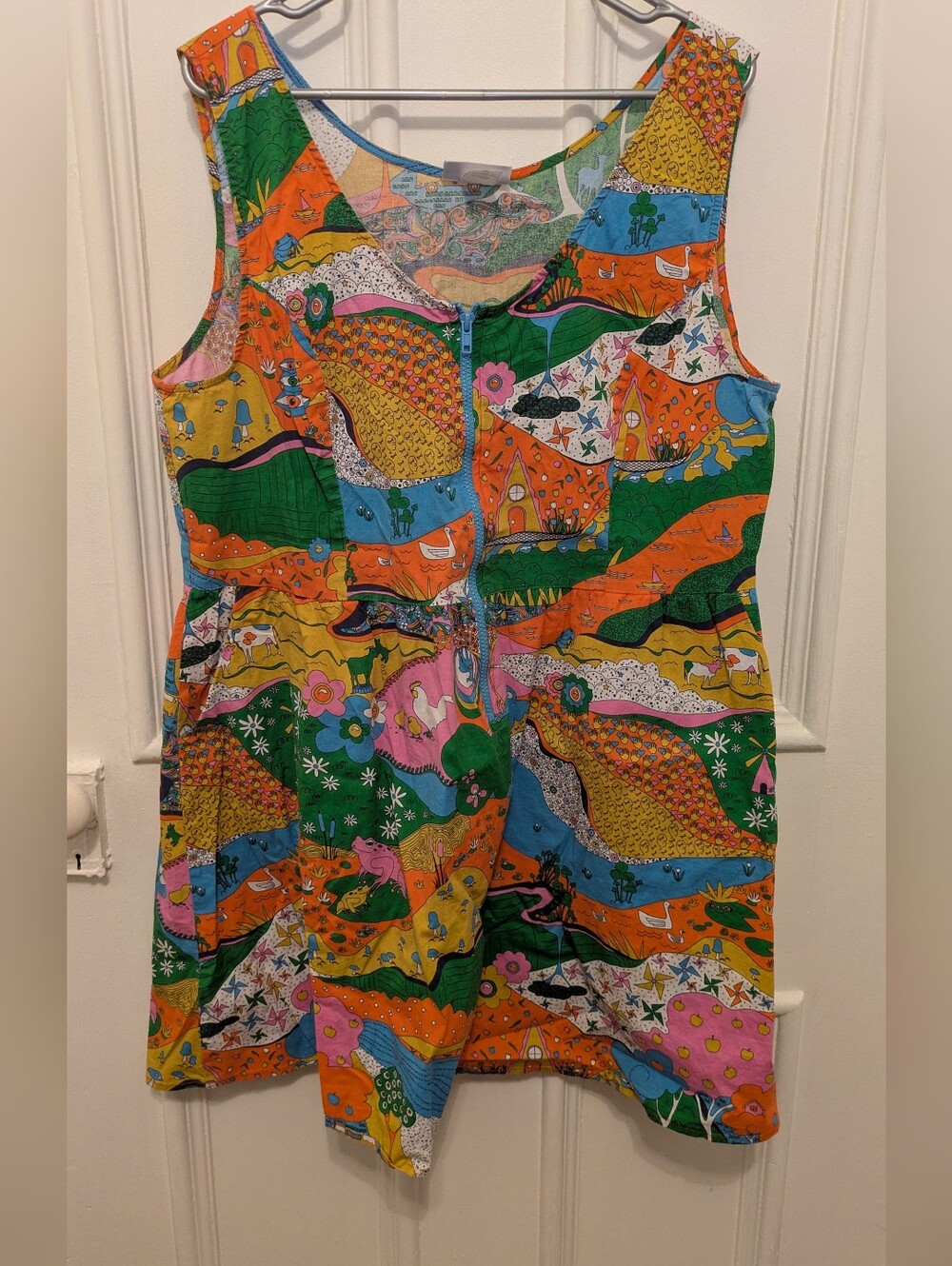 Blue Platypus Retro Print Sleeveless Dress